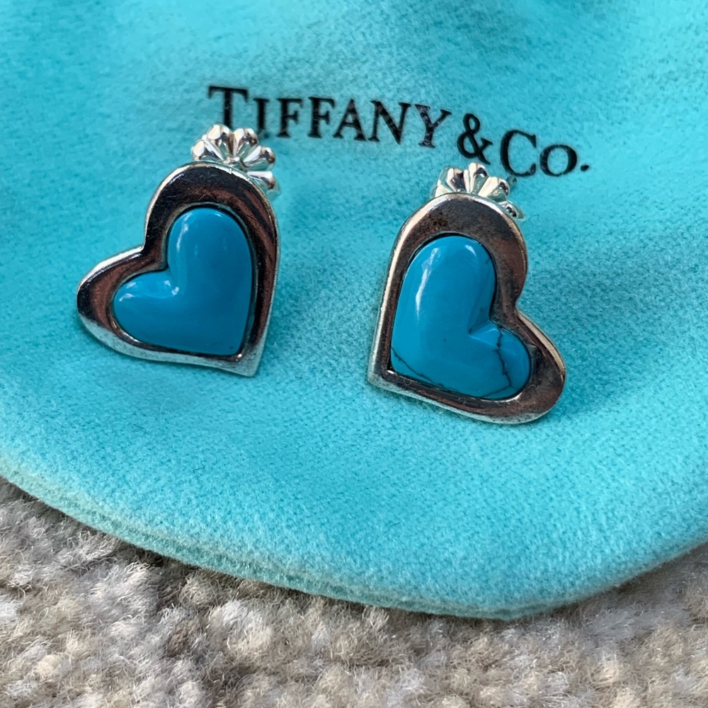 Tiffany & Co. Elsa Peretti Blue Heart Earrings